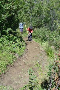 Piochage du chemin